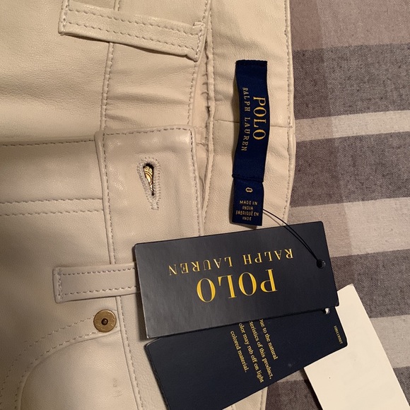 NWT Size 0 Ralph Lauren Creamy Leather Pants - Picture 5 of 5